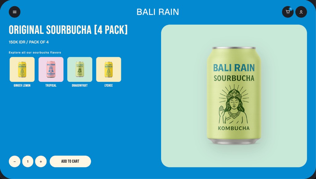 Bali Rain product page — Original SourBucha 4 pack